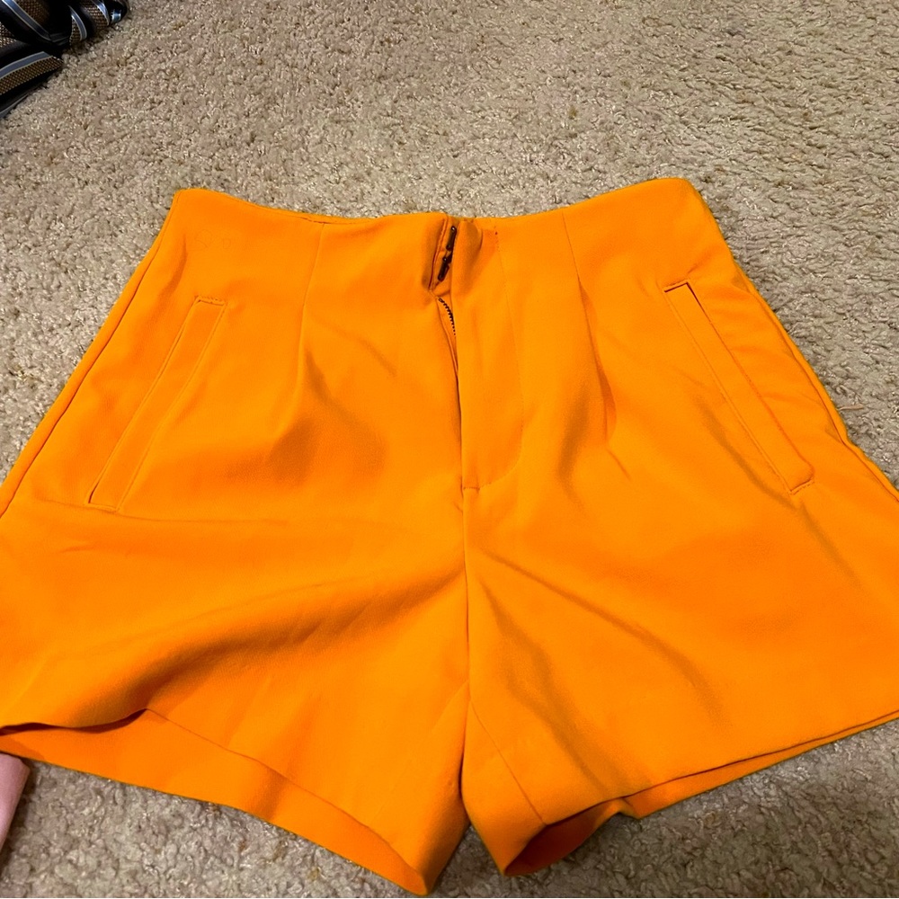 Orange high waist trouser shorts